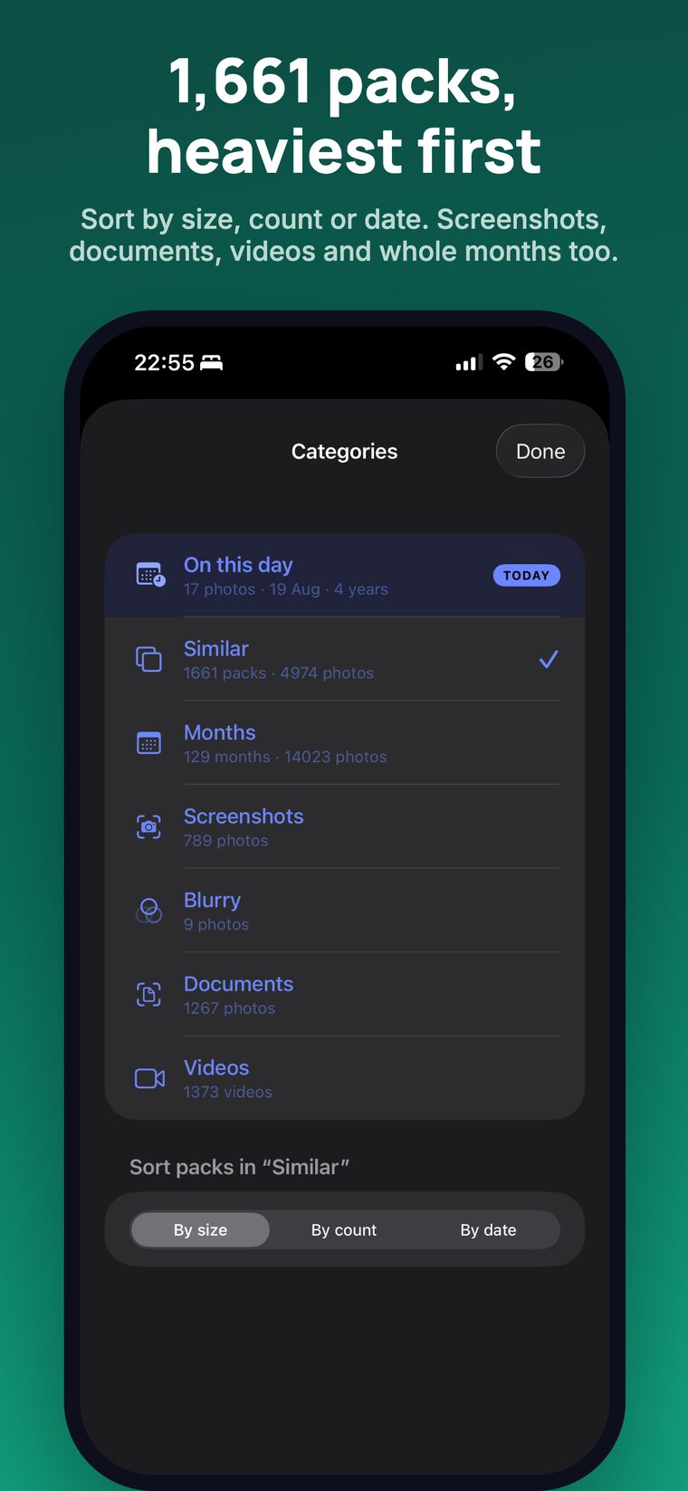 Categories and packs.