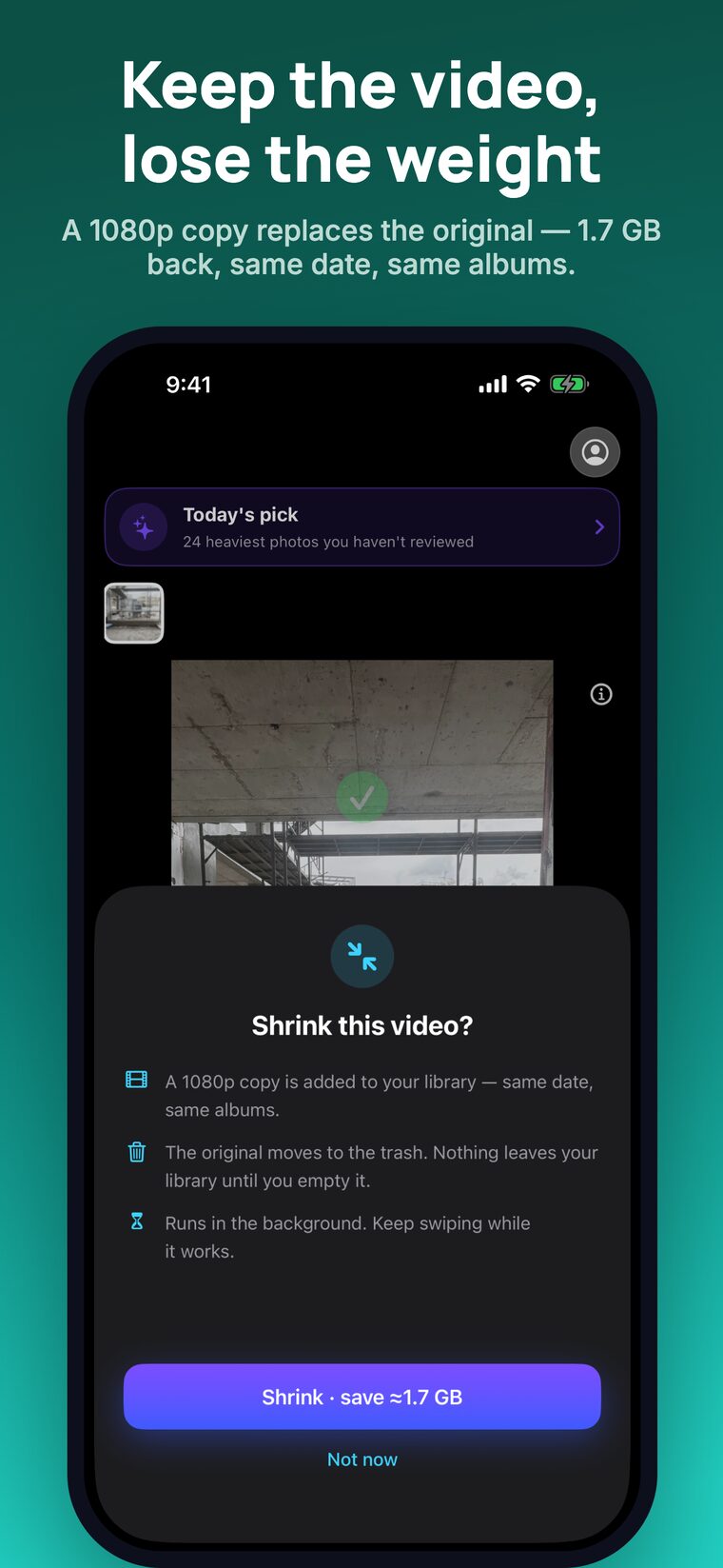 Shrinking a video.